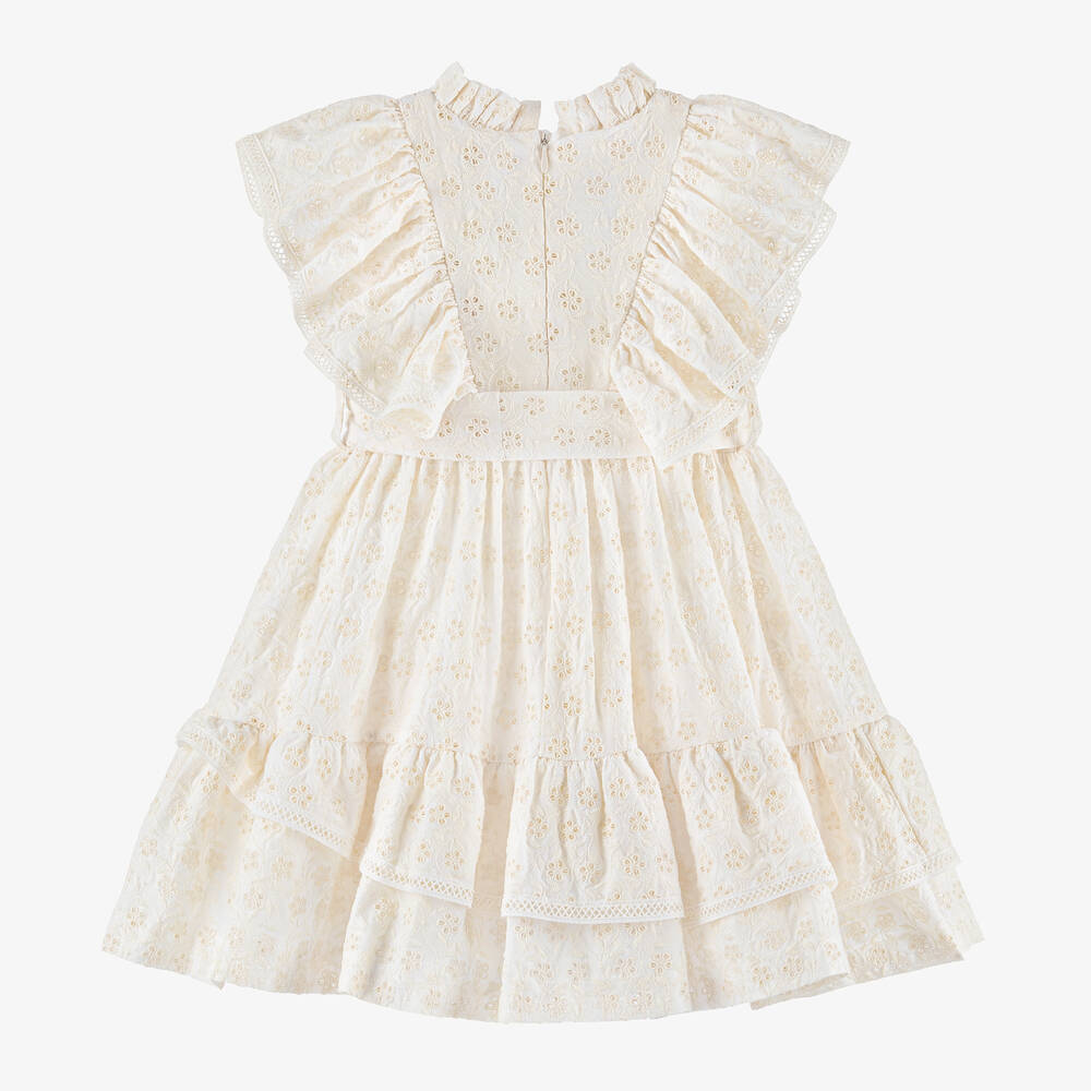 Irpa-Girls Ivory Broderie Anglaise Dress | Childrensalon Outlet