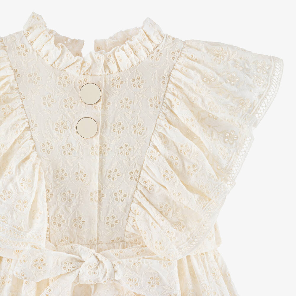 Irpa-Girls Ivory Broderie Anglaise Dress | Childrensalon Outlet