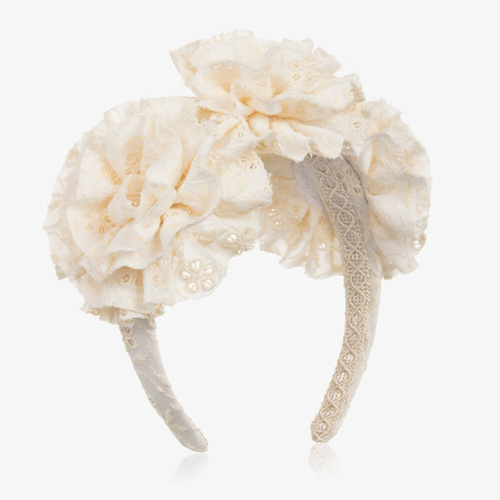Irpa-Girls Ivory Broderie Anglaise Hairband | Childrensalon Outlet