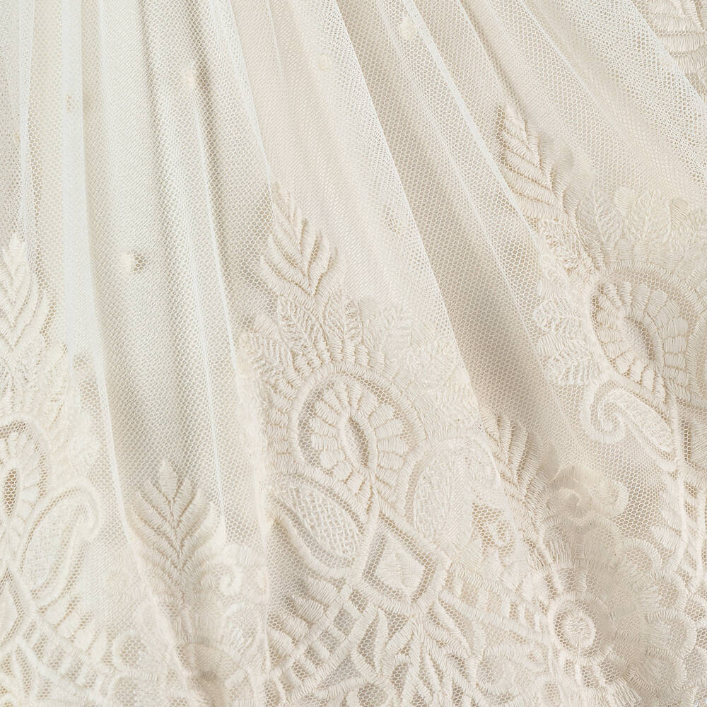 Irpa-Girls Ivory Embroidered Tulle Dress | Childrensalon Outlet