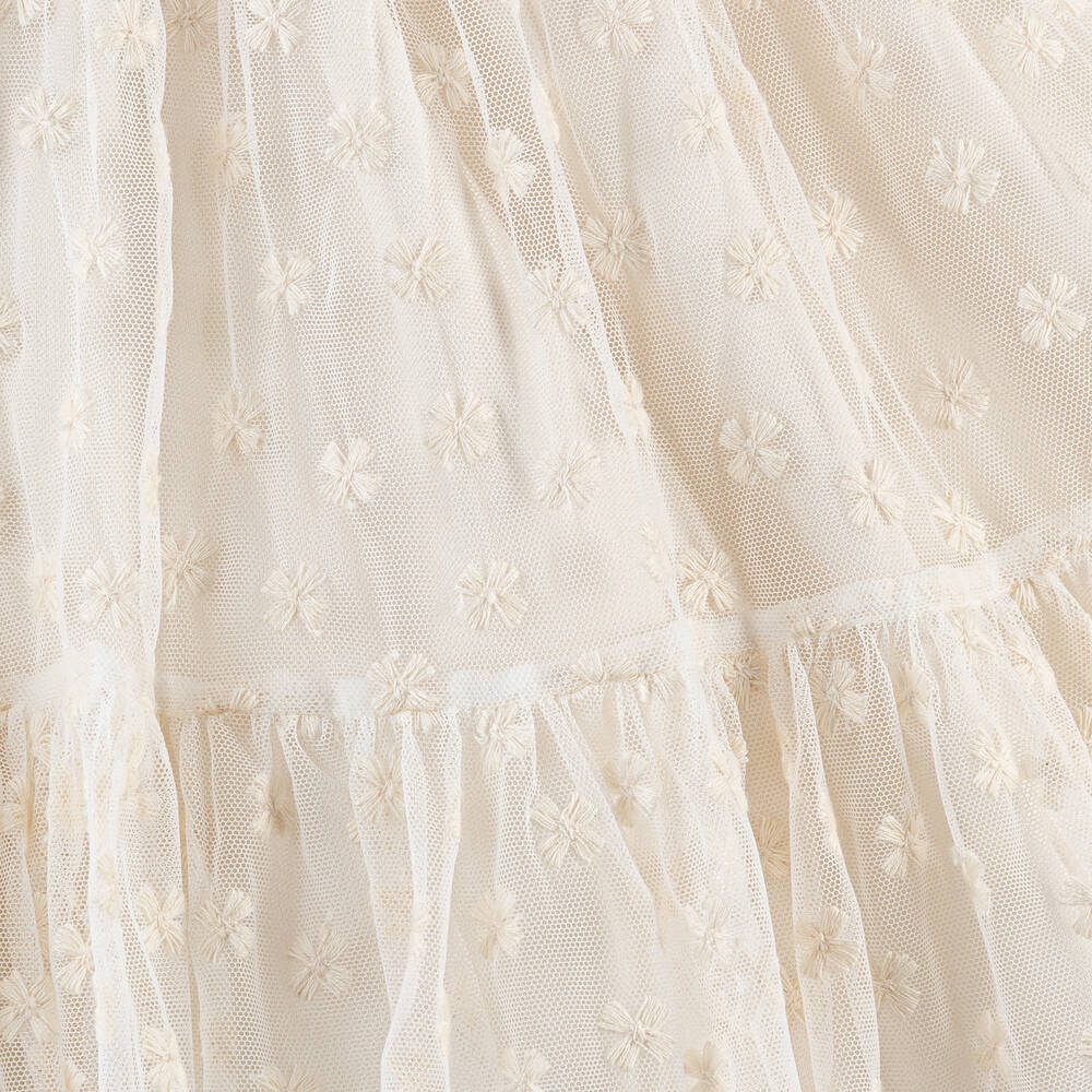 Irpa-Кремовое платье из тюля с цветами | Childrensalon Outlet