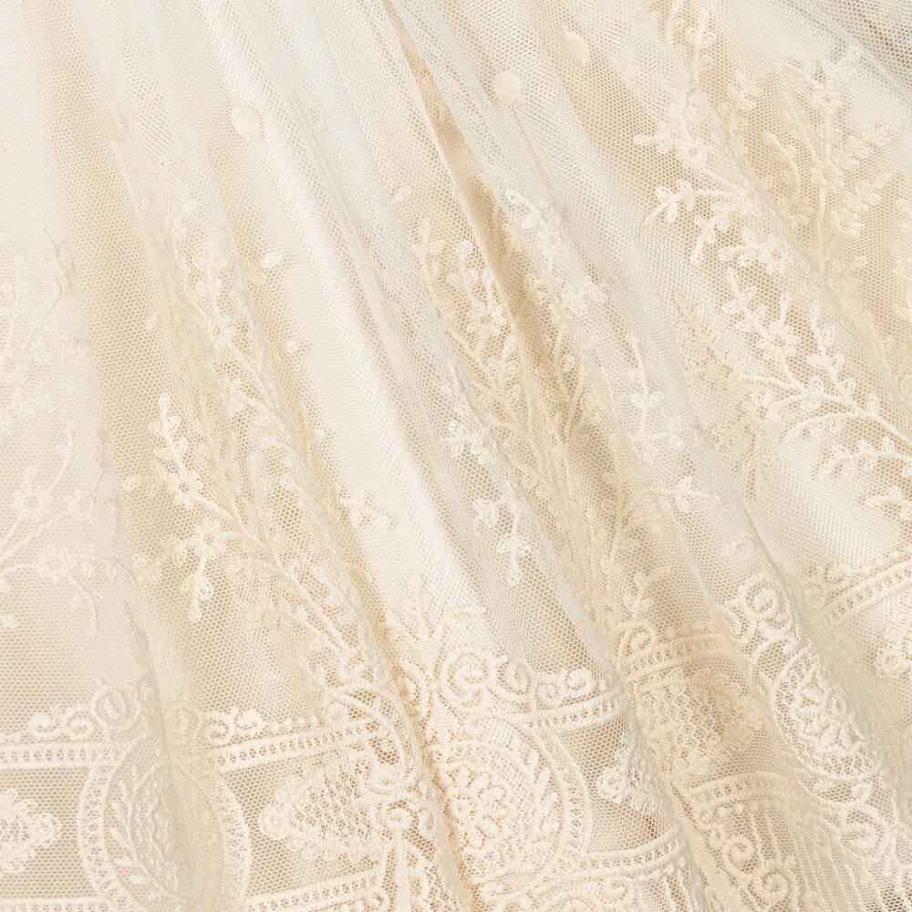 Irpa-Кремовое платье из тюля с кружевом | Childrensalon Outlet