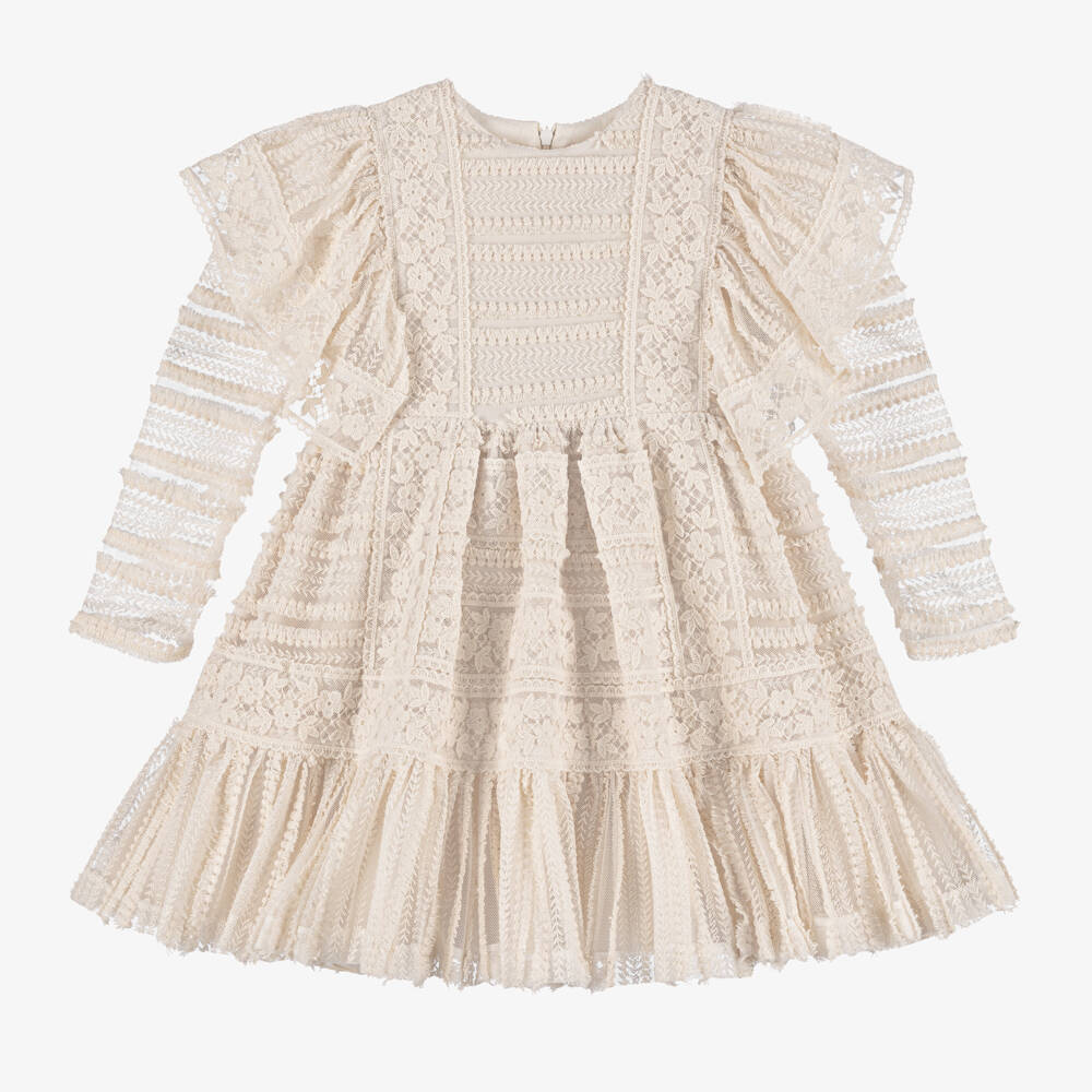 Irpa-Girls Ivory Lace Tulle Gown | Childrensalon Outlet