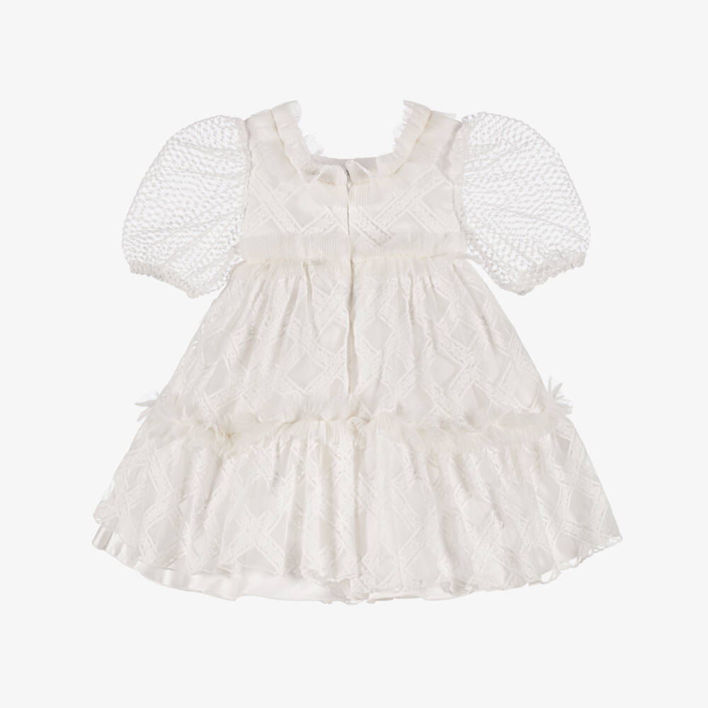 Irpa-Girls Ivory Lace & Tulle Gown | Childrensalon Outlet