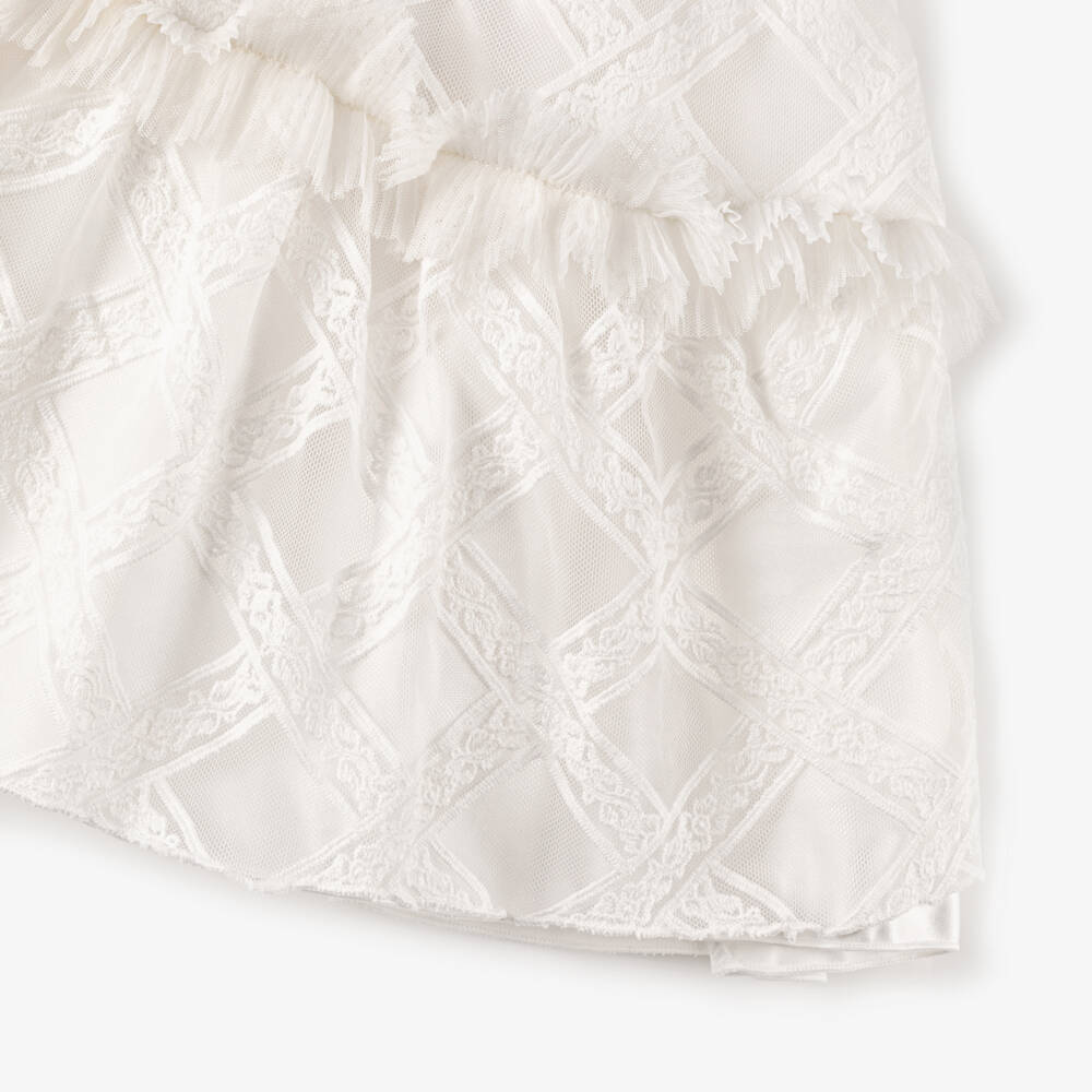 Irpa-Girls Ivory Lace & Tulle Gown | Childrensalon Outlet