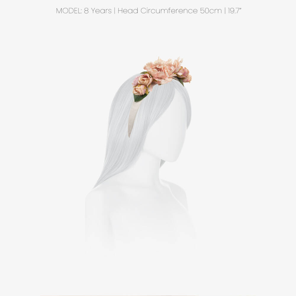 Irpa-Girls Ivory & Pink Floral Appliqué Hairband | Childrensalon Outlet