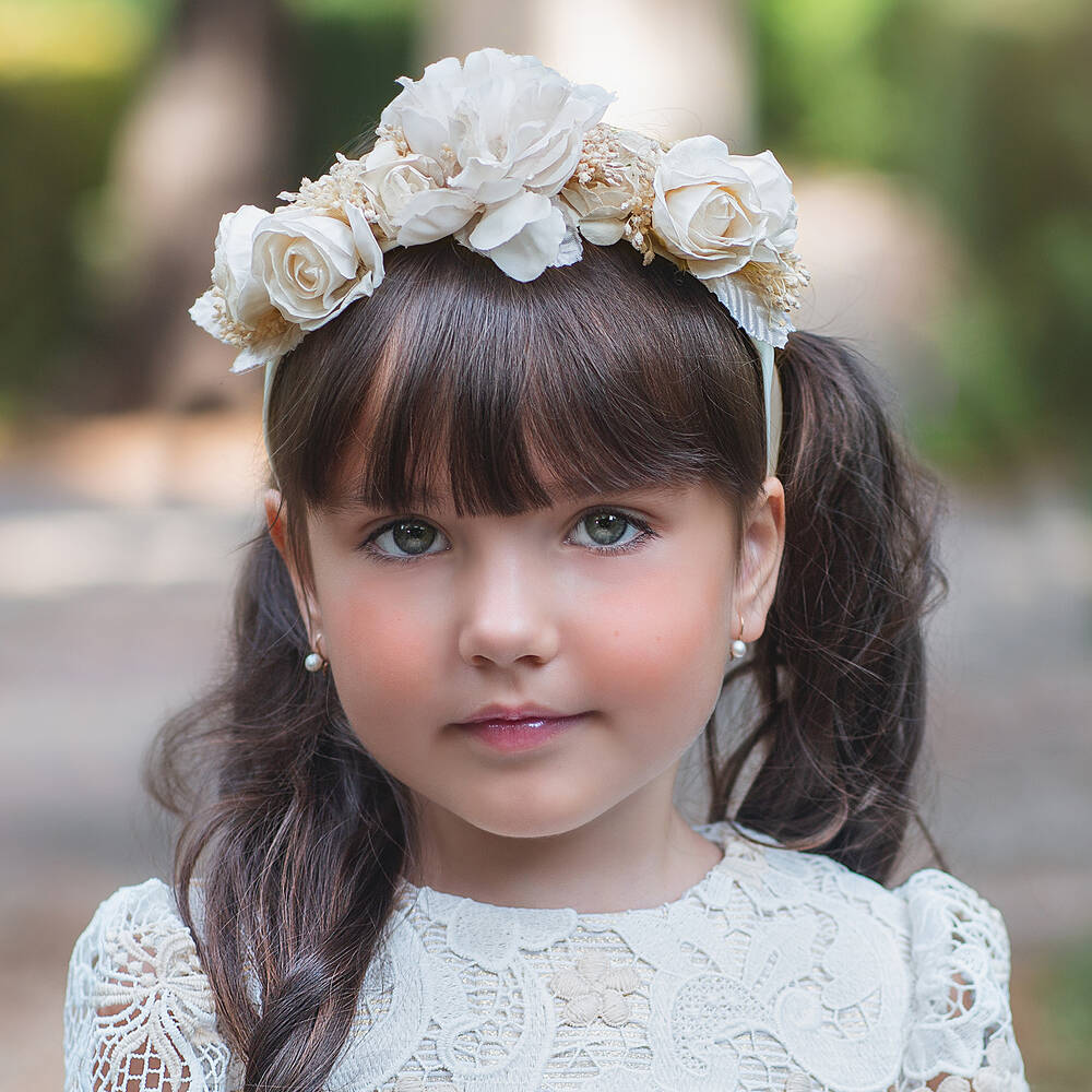 Irpa-Кремовый ободок с розами для девочек | Childrensalon Outlet