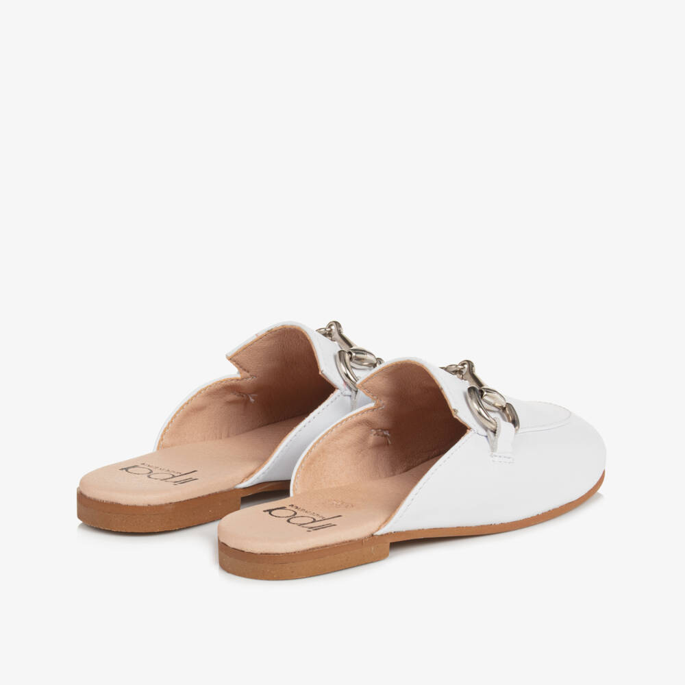 Irpa-Girls Ivory Slip-On Leather Mules | Childrensalon Outlet