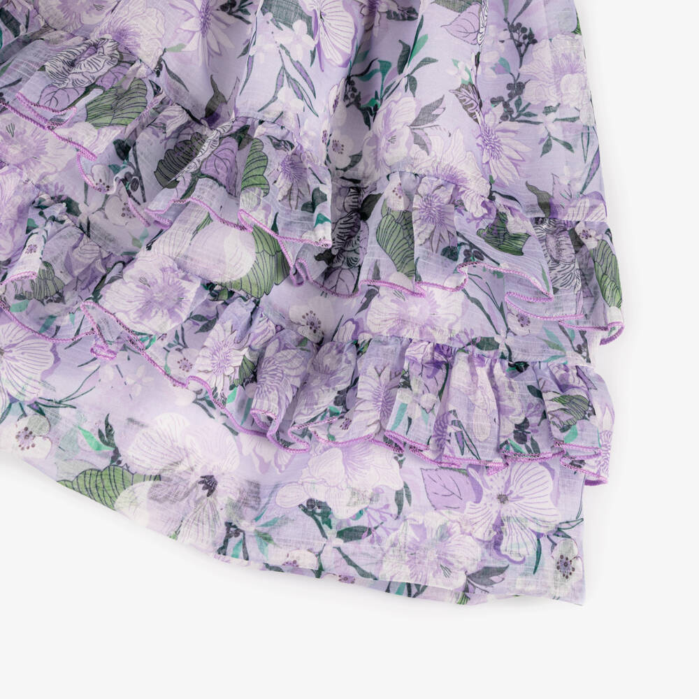 Irpa-Girls Lavender Chiffon Dress with Floral Print | Childrensalon Outlet