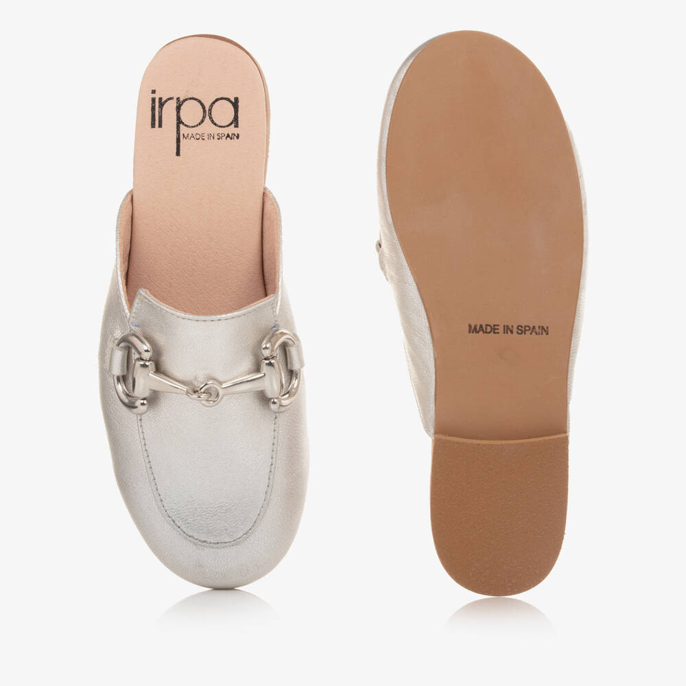 Irpa-Girls Metallic Silver Slip-On Loafers | Childrensalon Outlet