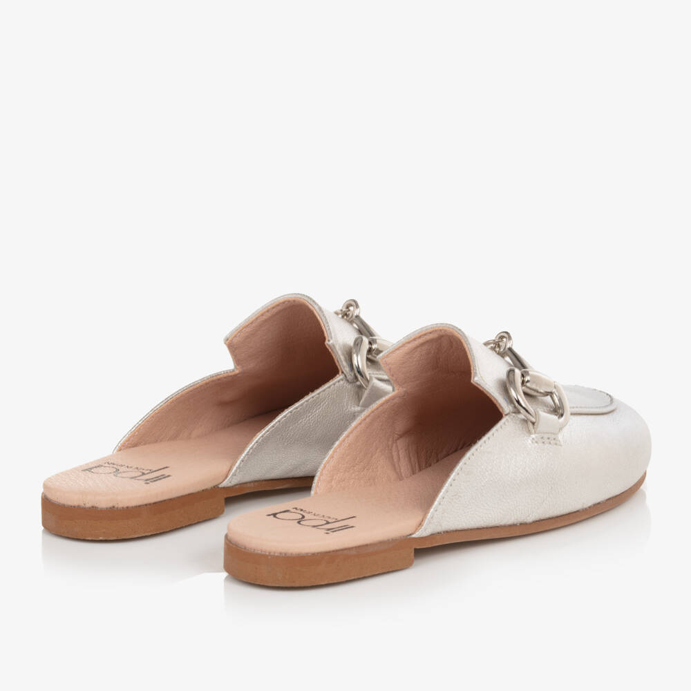 Irpa-Girls Metallic Silver Slip-On Loafers | Childrensalon Outlet