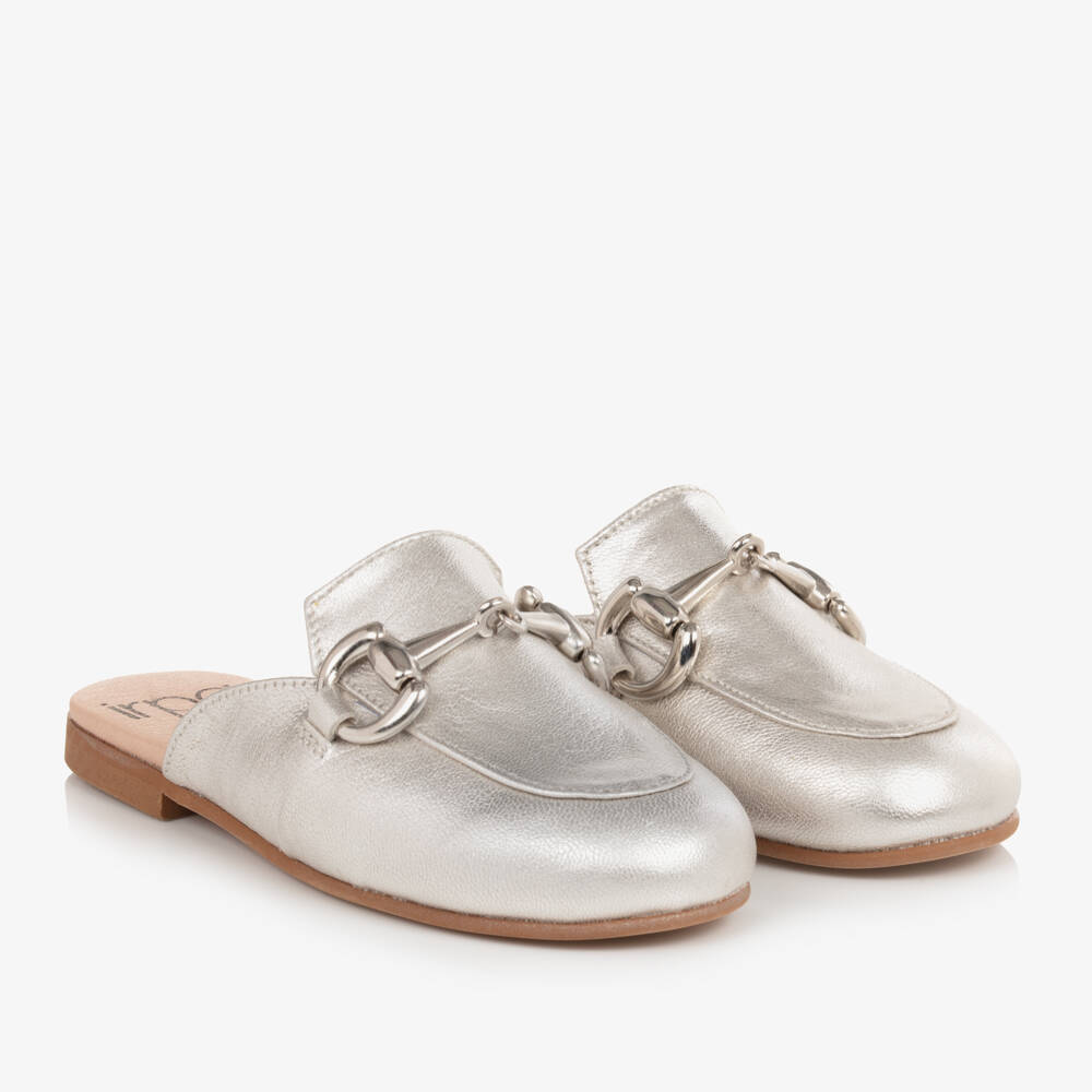 Irpa-Girls Metallic Silver Slip-On Loafers | Childrensalon Outlet