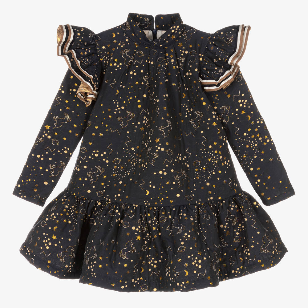 Irpa - Girls Navy Blue & Gold Dress | Childrensalon