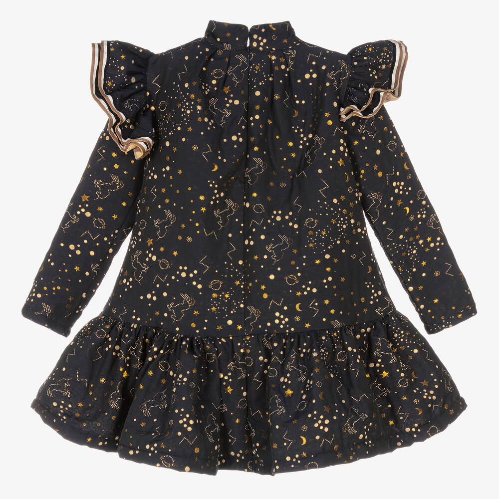 Irpa-Girls Navy Blue & Gold Dress | Childrensalon Outlet