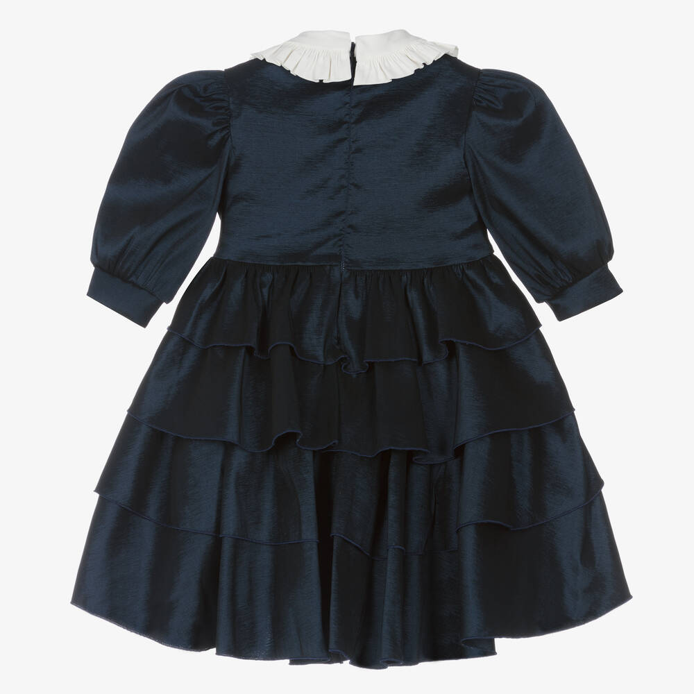 Irpa-Girls Navy Blue Taffeta Dress | Childrensalon Outlet