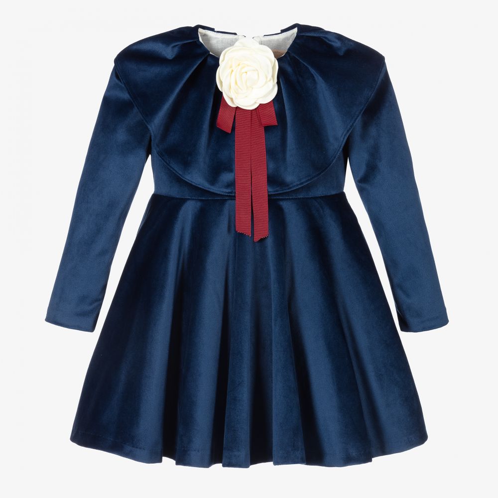 Irpa - Girls Navy Blue Velvet Dress | Childrensalon