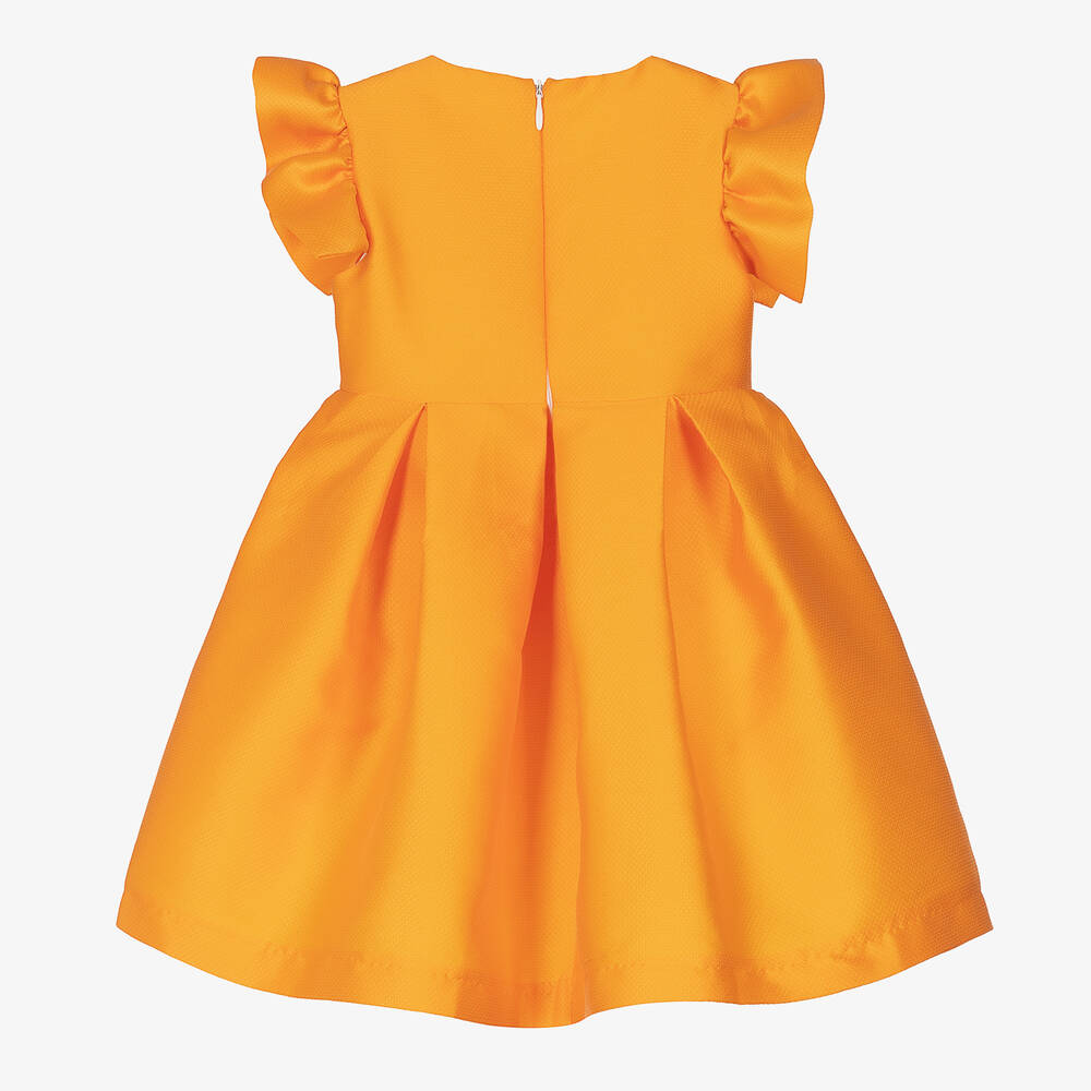Irpa-Girls Orange Bow Dress | Childrensalon Outlet