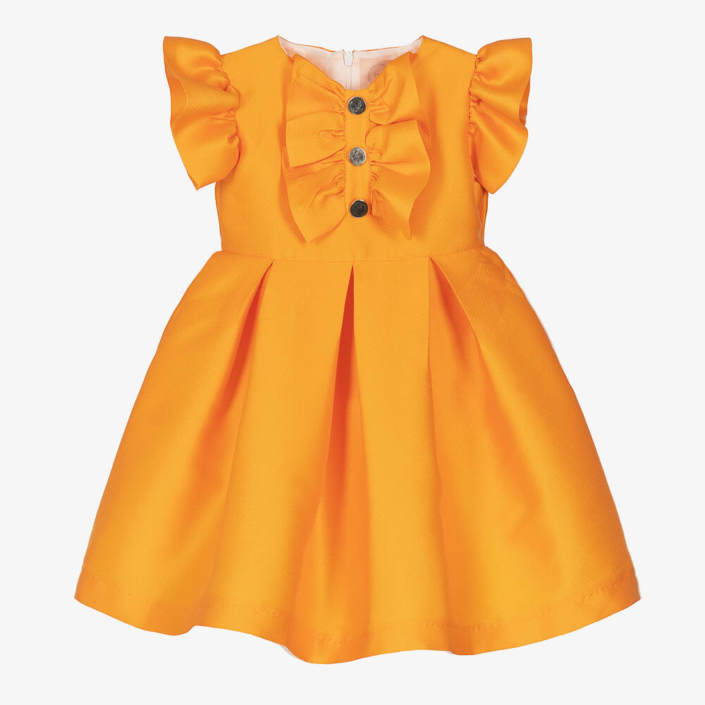 Irpa - Robe orange à nœuds fille | Childrensalon