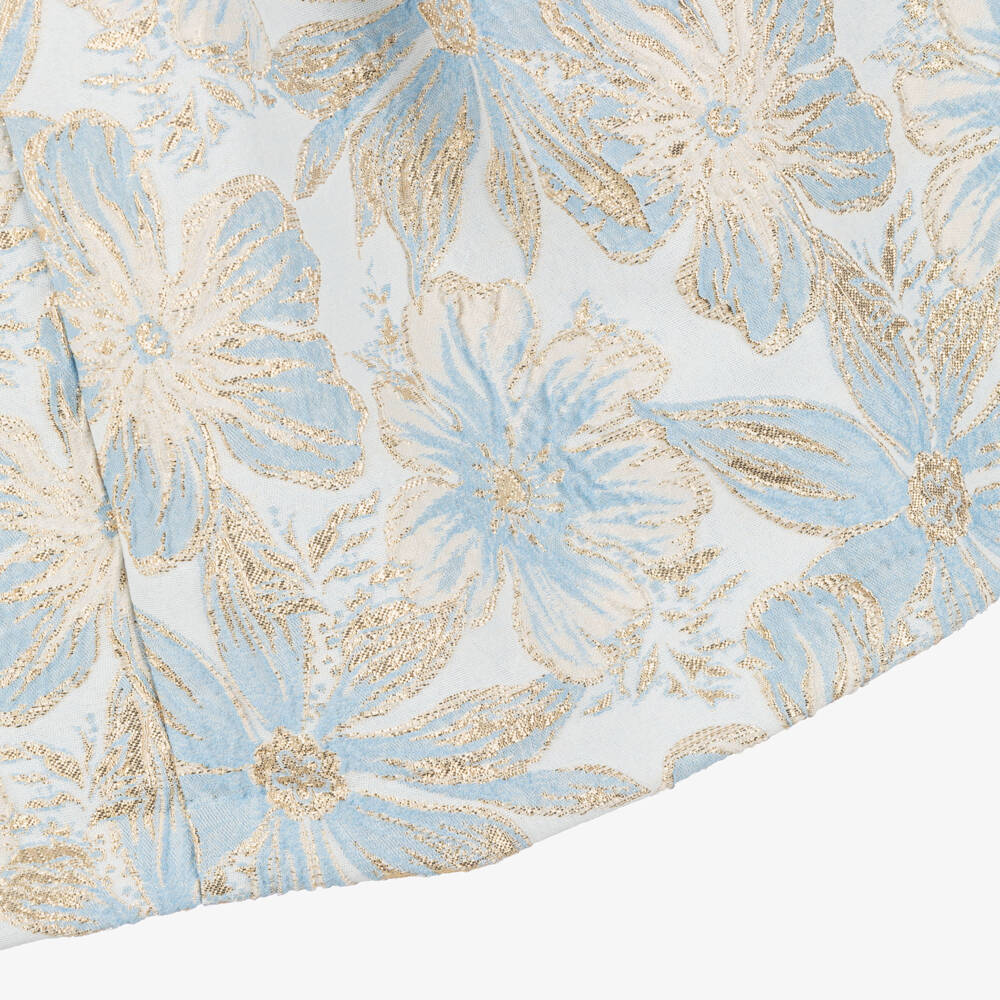 Irpa-Girls Pale Blue & Gold Jacquard Dress | Childrensalon Outlet