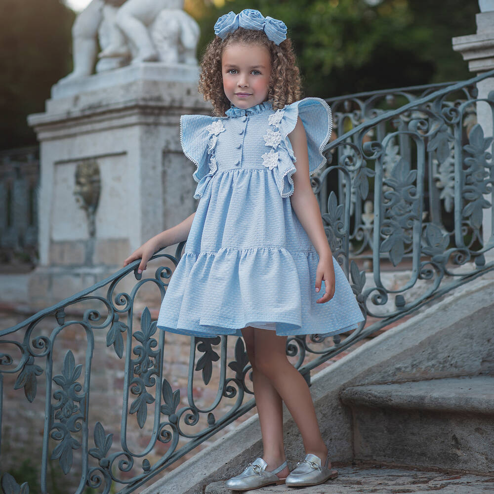 Irpa-Girls Pale Blue Sparkly Dress | Childrensalon Outlet