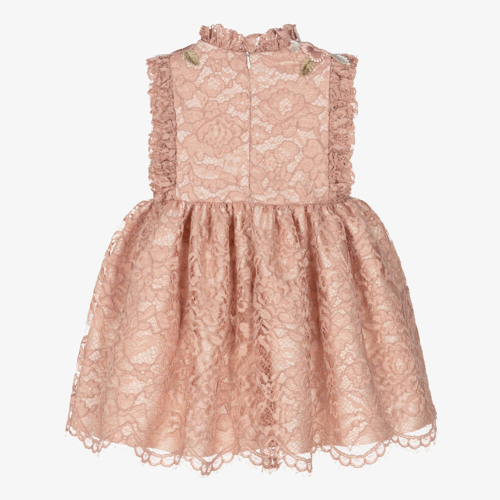Irpa-Girls Pink Floral Lace Dress | Childrensalon Outlet