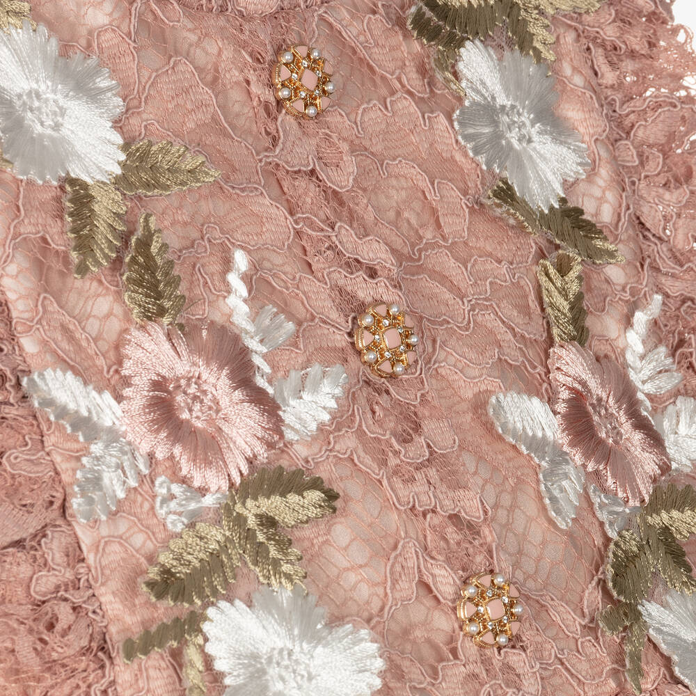 Irpa-Girls Pink Floral Lace Dress | Childrensalon Outlet