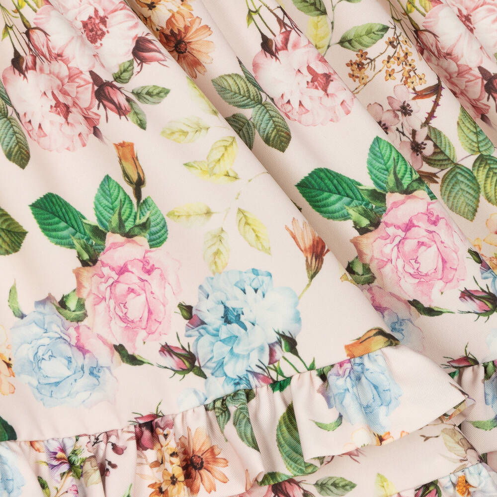 Irpa-Розовое платье в цветочек с рюшами | Childrensalon Outlet