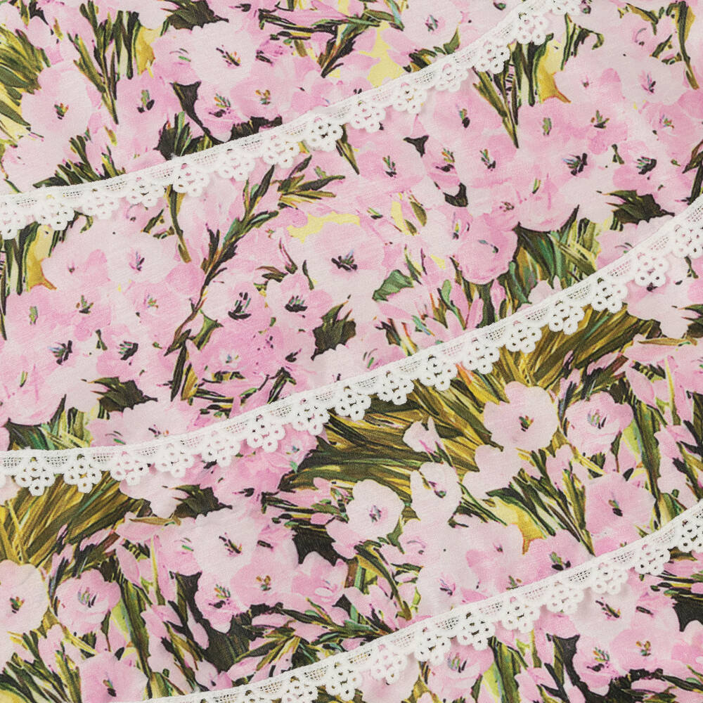 Irpa-Girls Pink Floral Satin Dress | Childrensalon Outlet