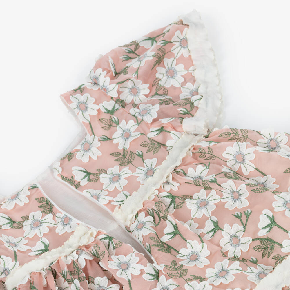 Irpa-Girls Pink & Ivory Floral Tiered Dress | Childrensalon Outlet