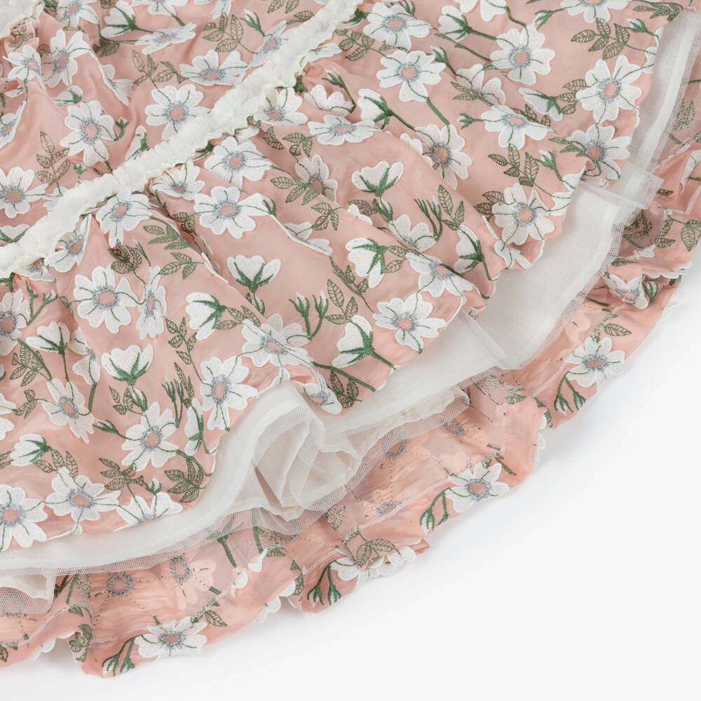 Irpa-Girls Pink & Ivory Floral Tiered Dress | Childrensalon Outlet