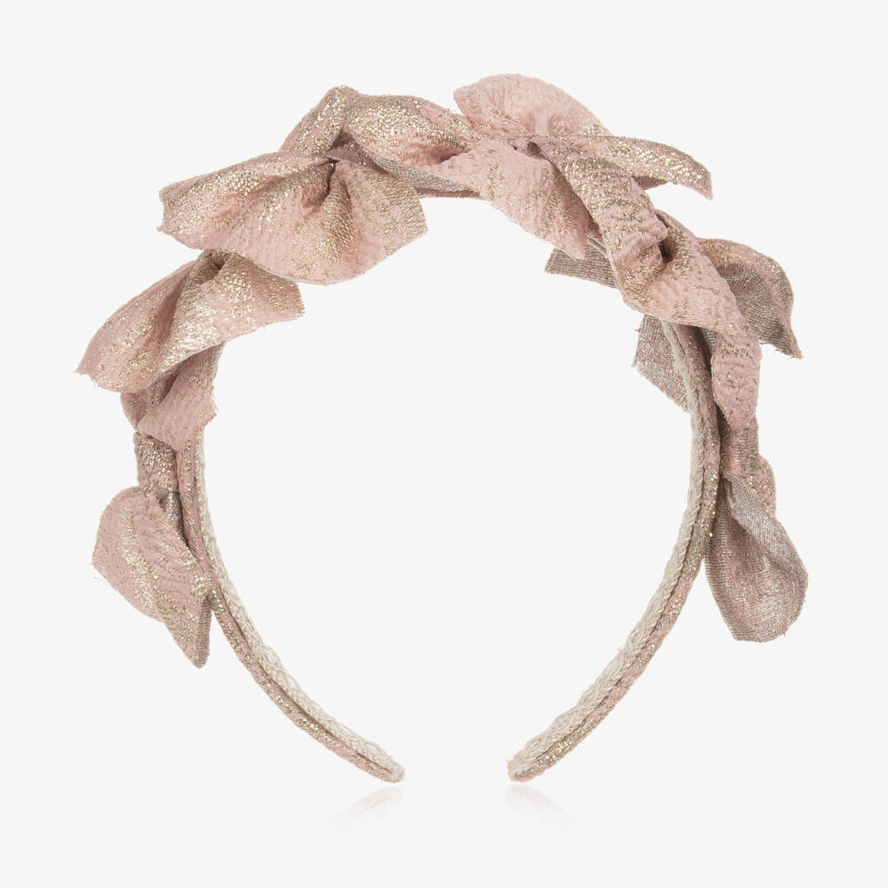 Irpa-Girls Pink Jacquard Bow Hairband | Childrensalon Outlet