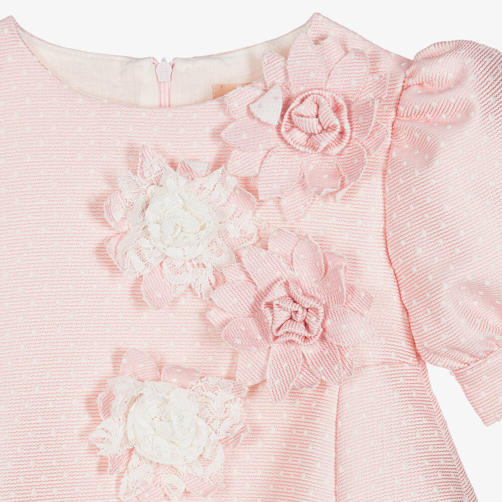 Irpa-Girls Pink Polka Dot Dress  | Childrensalon Outlet