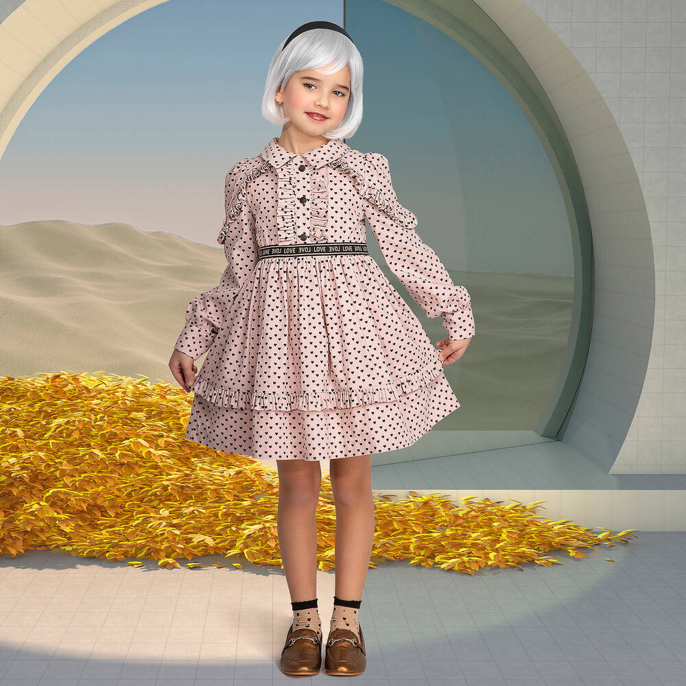 Irpa-Girls Pink Ruffle Dress | Childrensalon Outlet