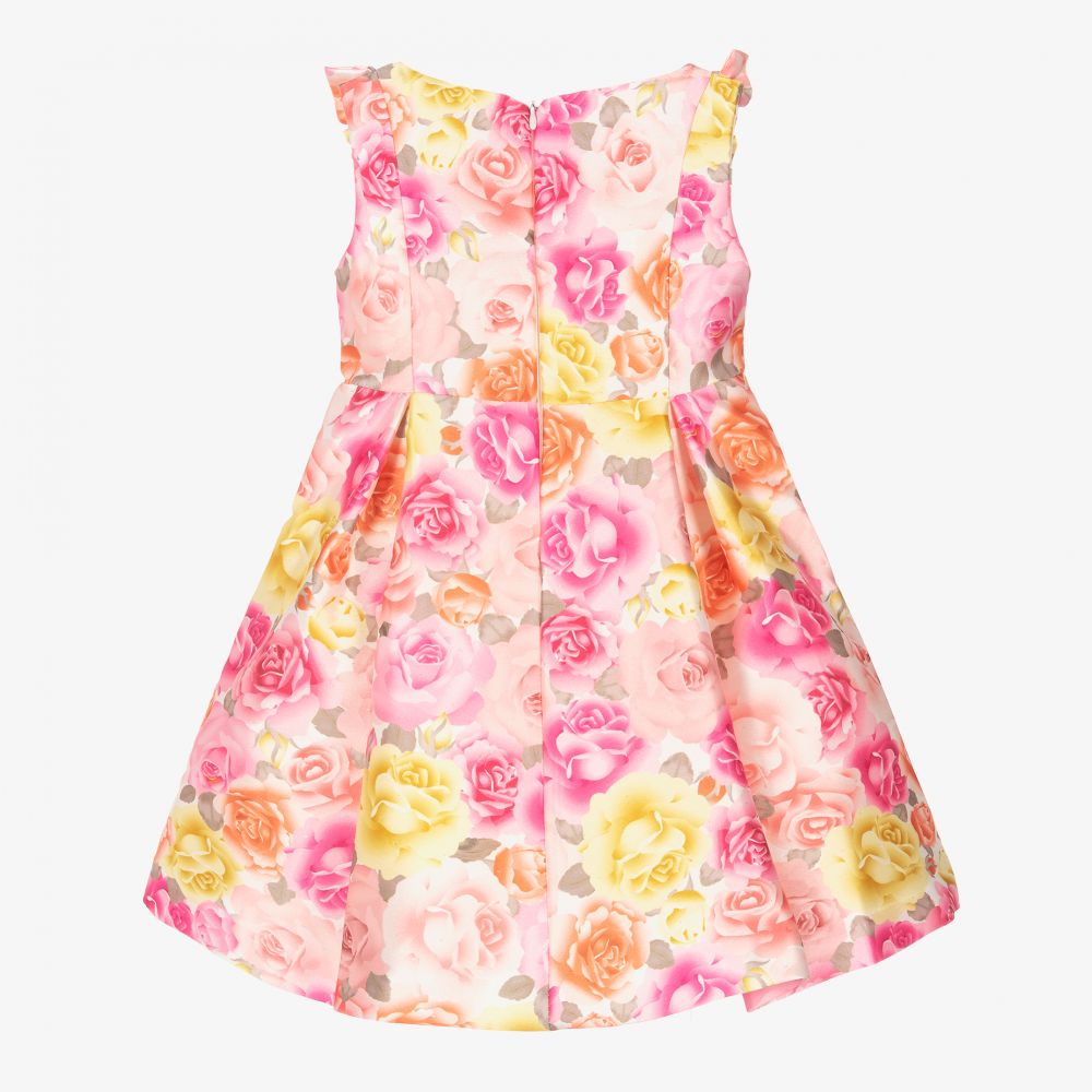 Irpa-Girls Pink Satin Roses Dress | Childrensalon Outlet