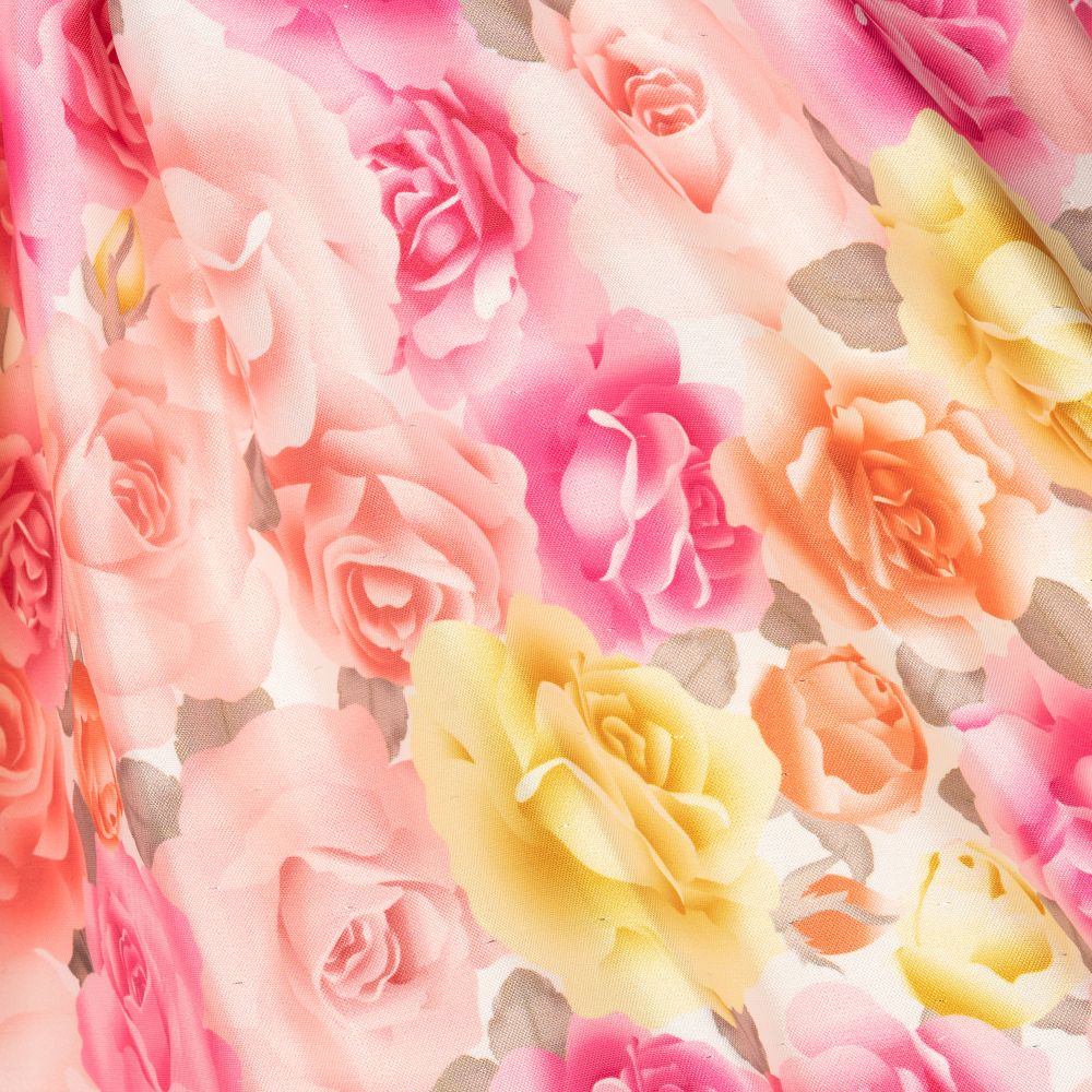 Irpa-Girls Pink Satin Roses Dress | Childrensalon Outlet