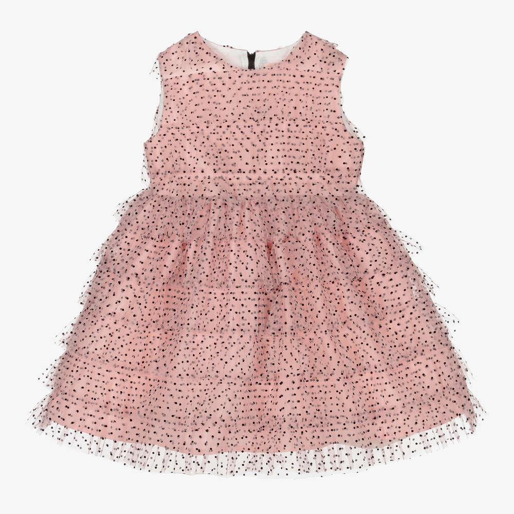 Irpa-Girls Pink Tulle Tiered Dress | Childrensalon Outlet