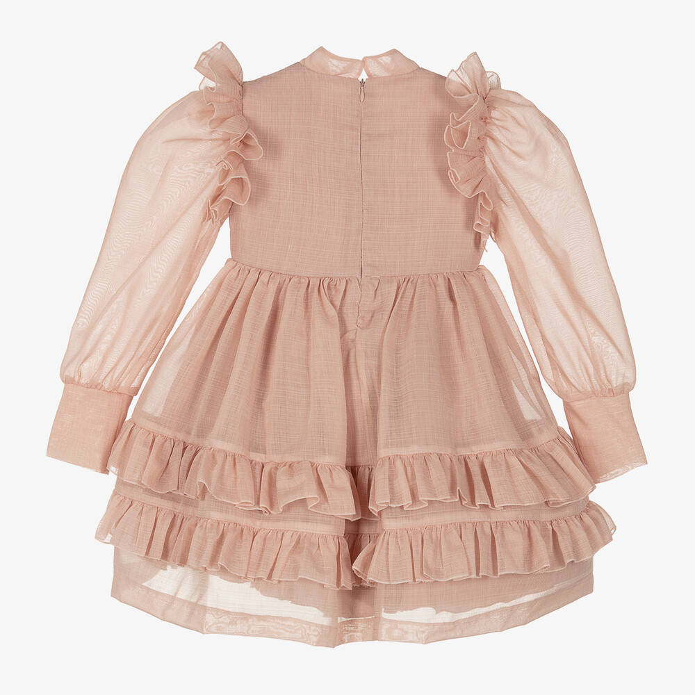 Irpa-Розовое платье из вуали с цветами | Childrensalon Outlet