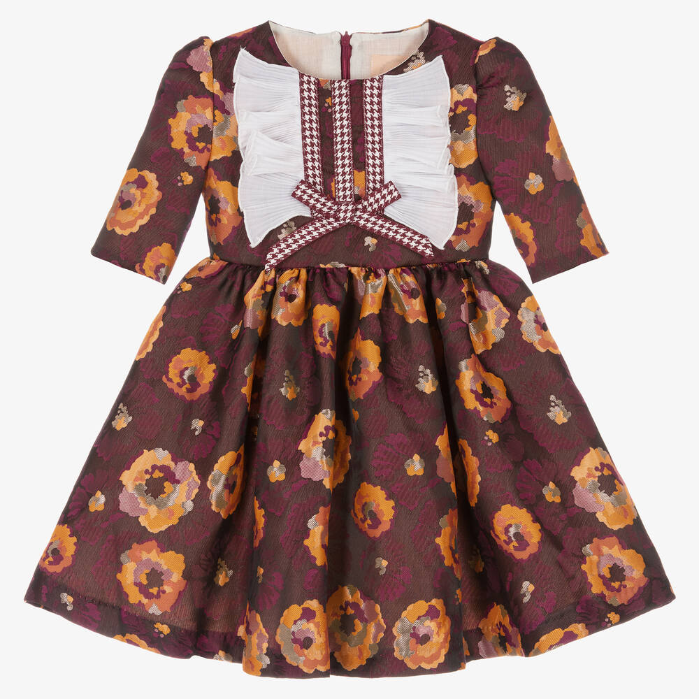 Irpa - فستان بروكيد لون بنفسجي بطبعة ورود | Childrensalon