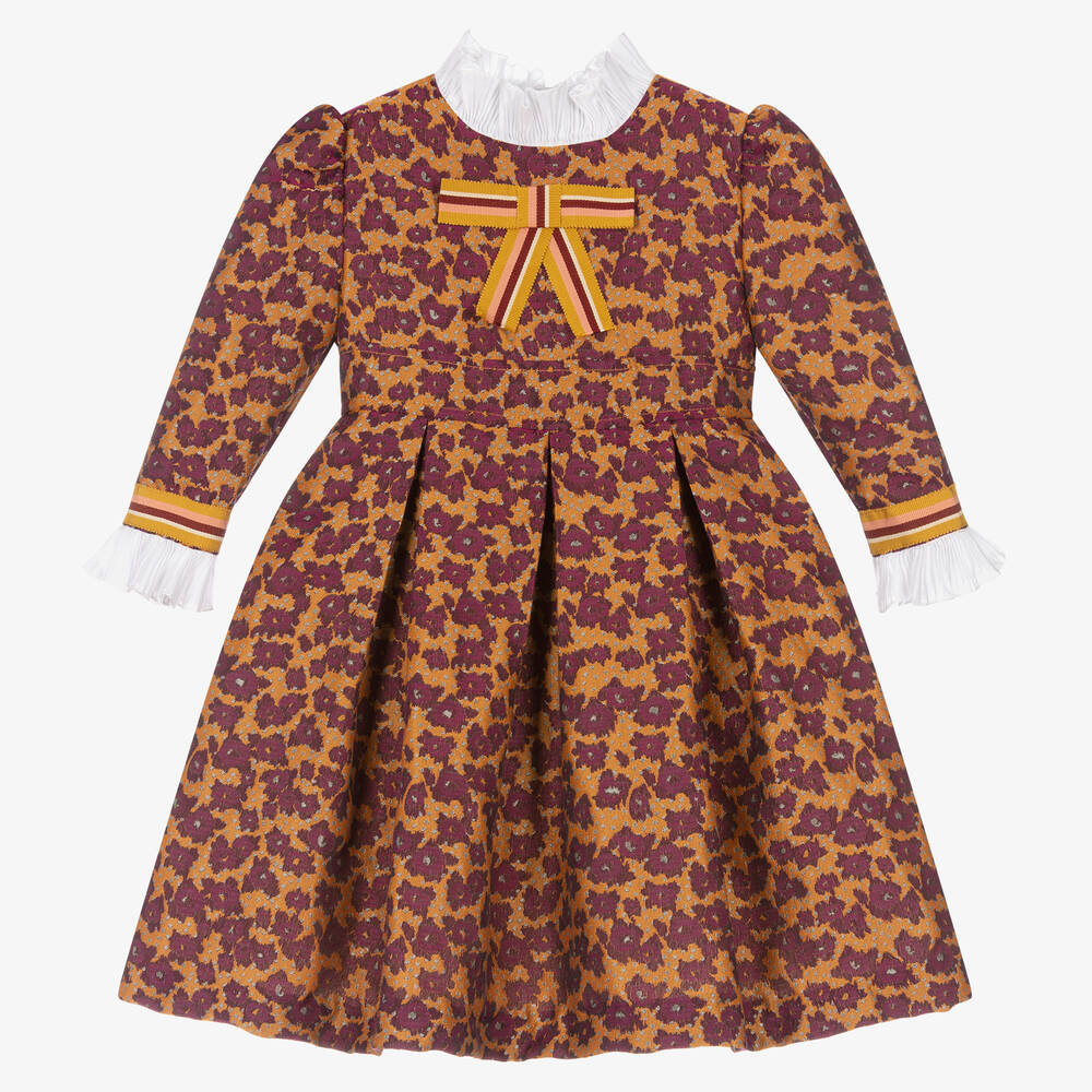 Irpa - Robe violette en jacquard Fille | Childrensalon