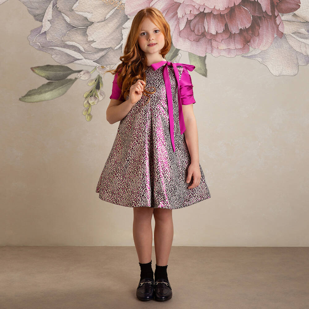 Irpa-Girls Purple Leopard Dress | Childrensalon Outlet