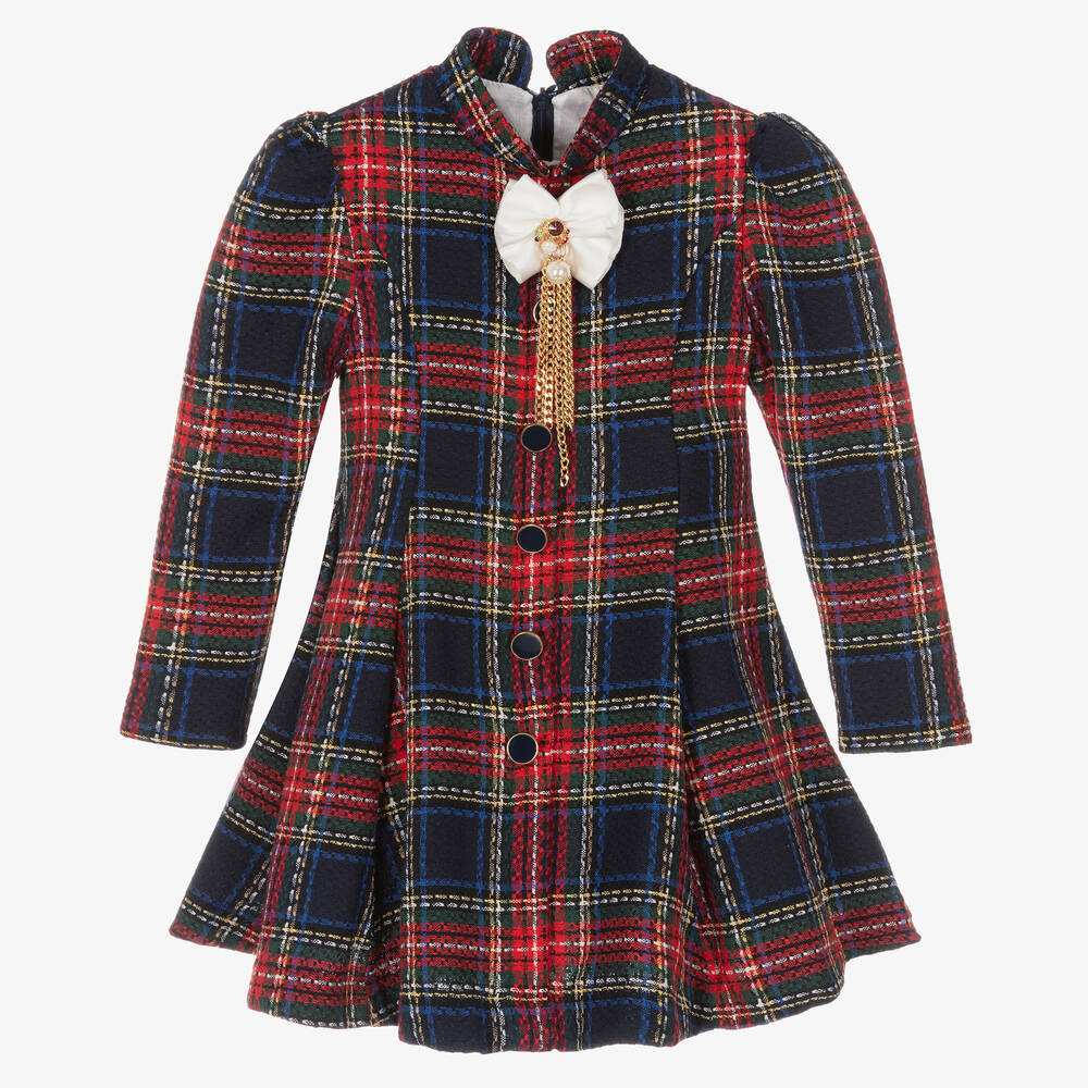 Irpa - Girls Red & Blue Tartan Dress | Childrensalon