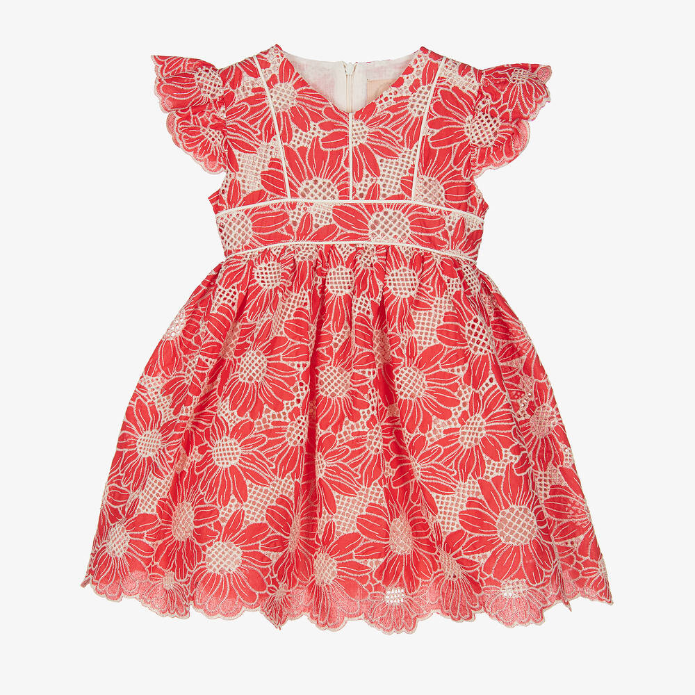 Irpa-Красное хлопковое платье в цветочек | Childrensalon Outlet
