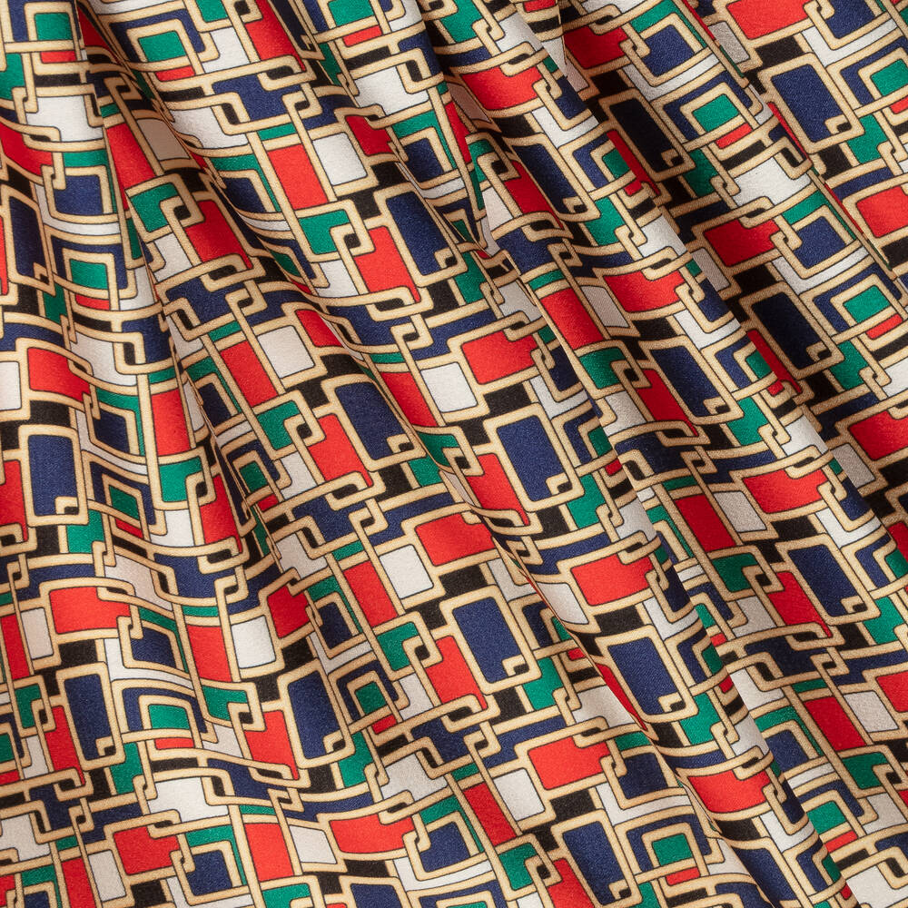 Irpa-Girls Red Geometric Satin Dress | Childrensalon Outlet