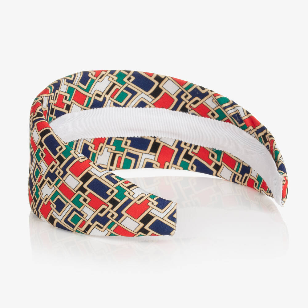 Irpa-Girls Red Geometric Satin Hairband | Childrensalon Outlet