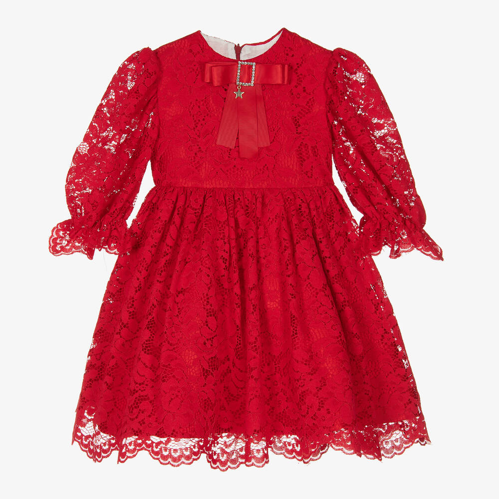 Irpa - Rotes Spitzenkleid für Mädchen | Childrensalon