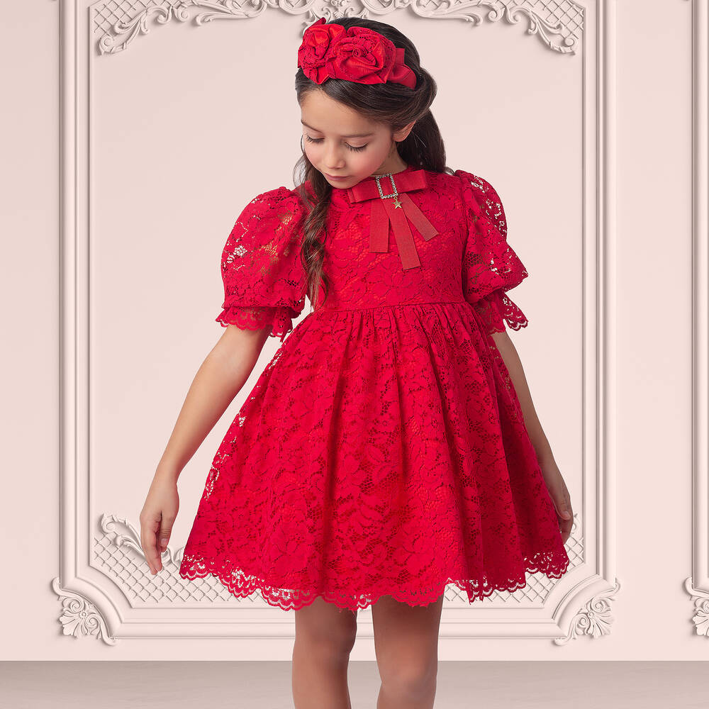Irpa-Красное платье с кружевом | Childrensalon Outlet