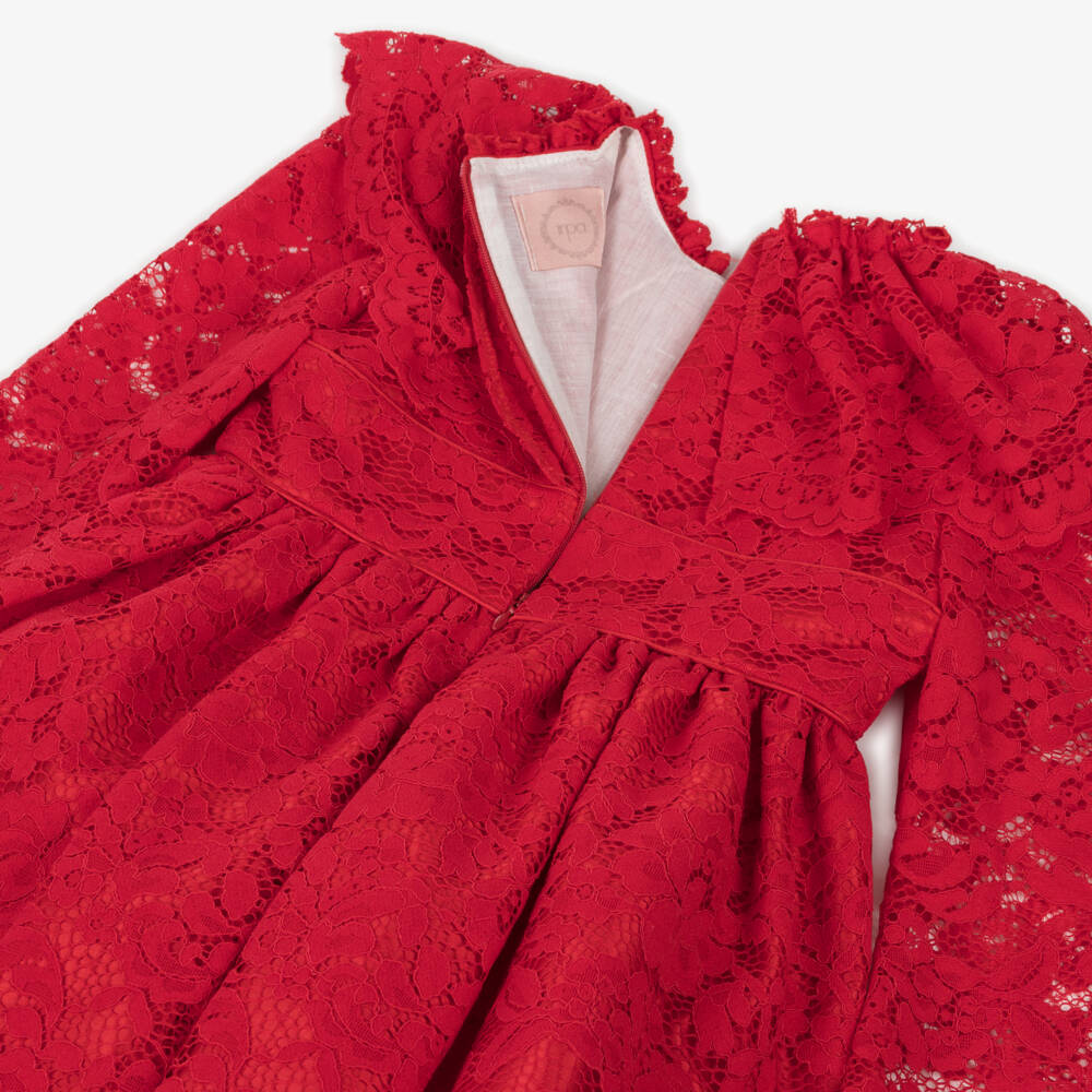 Irpa-Girls Red Lace & Satin Dress with Cape-Effect | Childrensalon Outlet