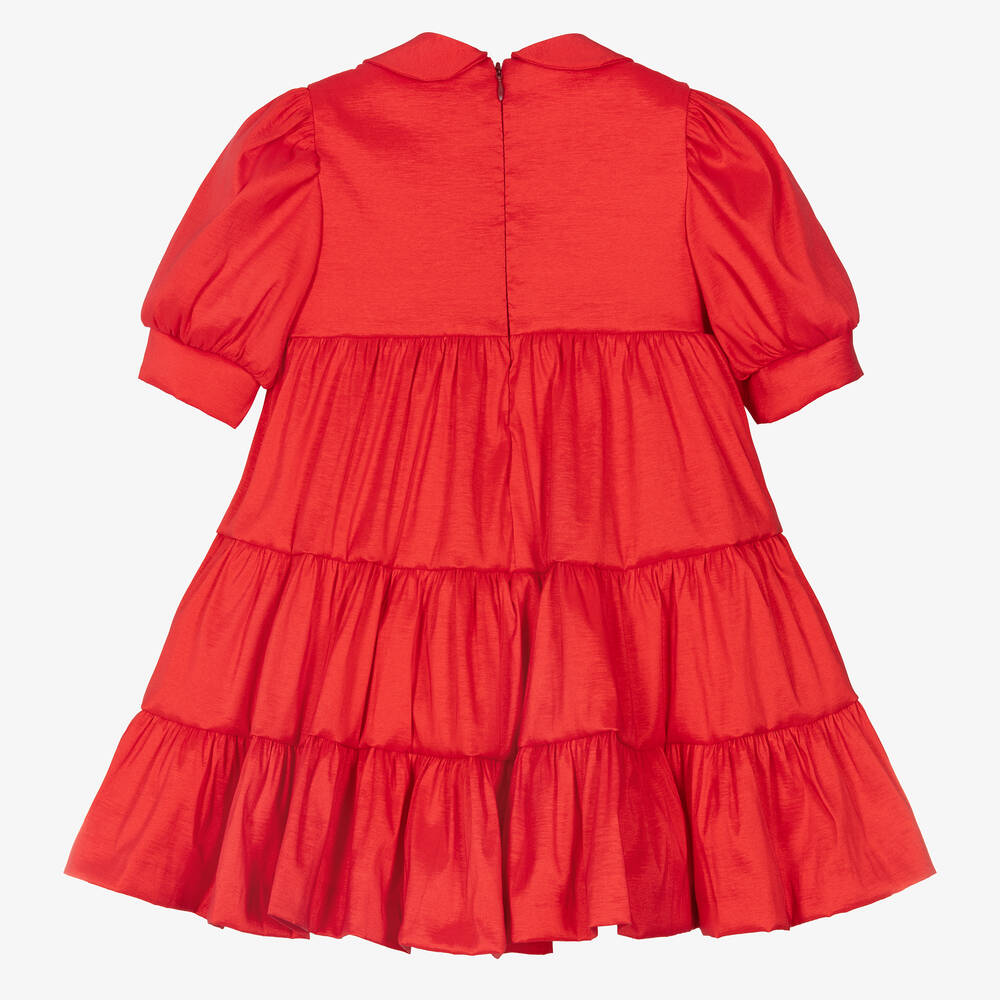 Irpa-Girls Red Roses Taffeta Dress | Childrensalon Outlet