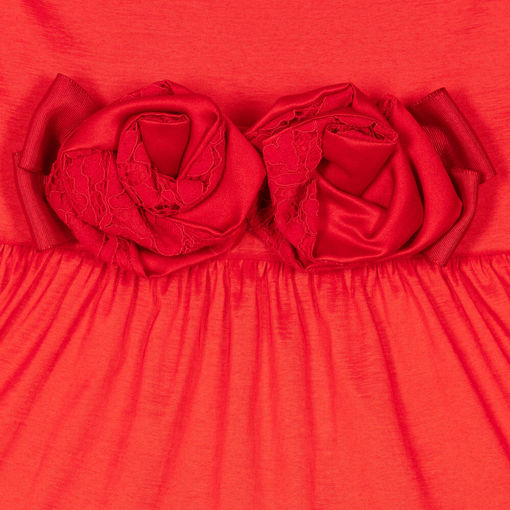 Irpa-Girls Red Roses Taffeta Dress | Childrensalon Outlet