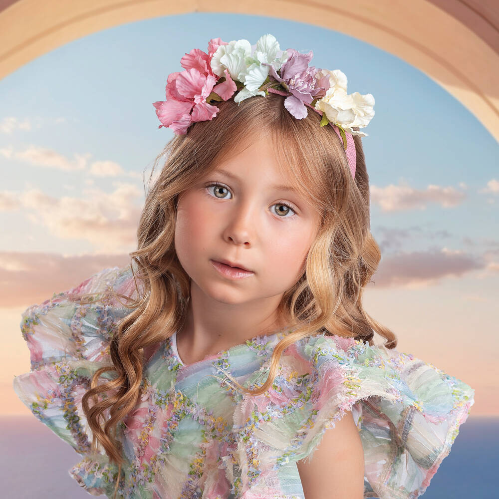Irpa-Girls Rosy Bloom Adorned Headband | Childrensalon Outlet